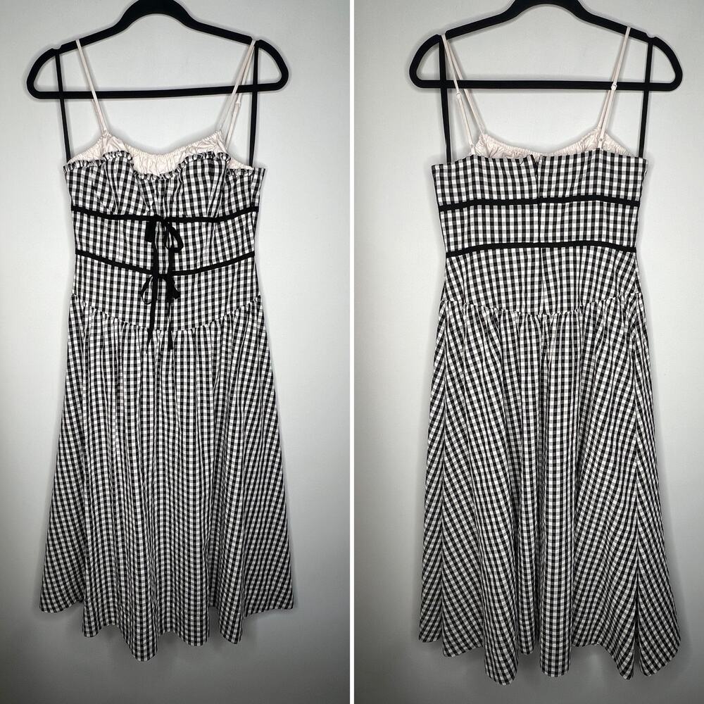 For Love & Lemons Black Gingham Georgia Midi Dress Size M - Picture 3 of 7
